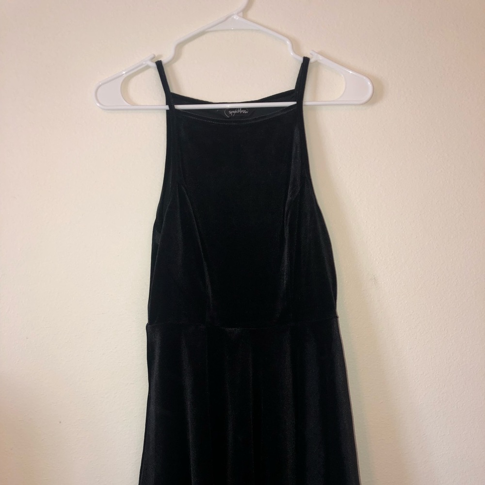 Black velvet mini dress